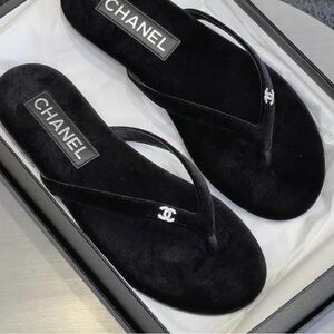 Chanel Black Suede Women's Sandals
